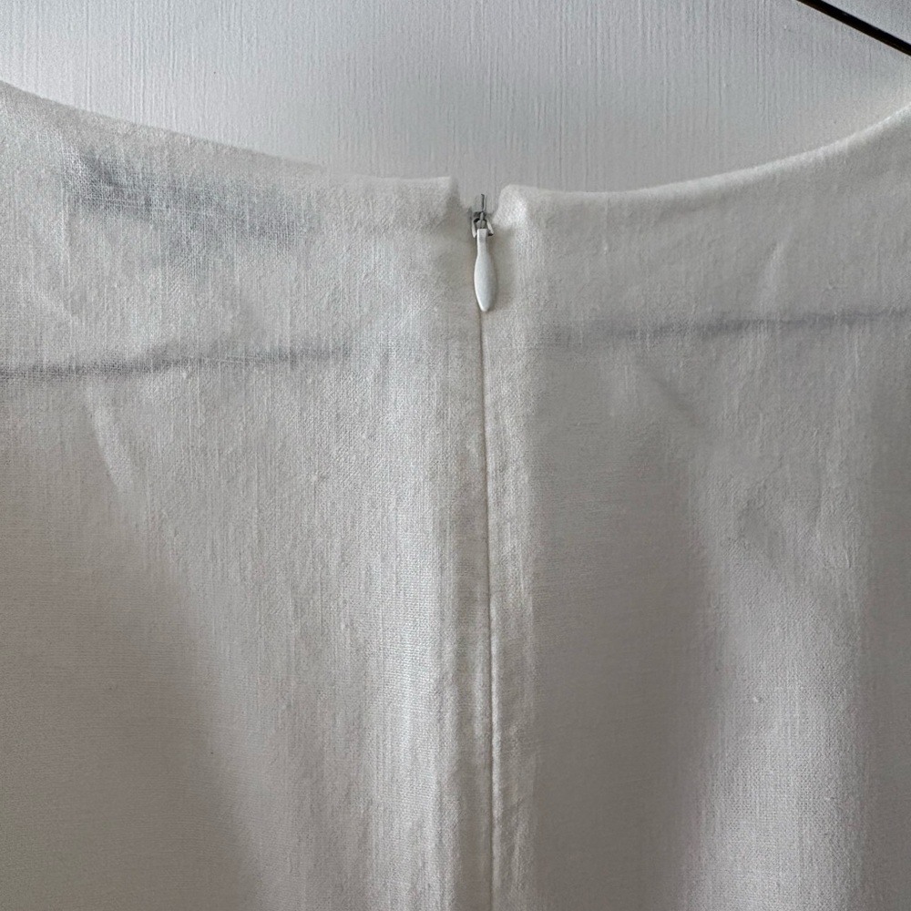 Madewell Cream Button-Front Lined Linen Midi Dress - Picture 3 of 8